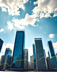 Fototapeta premium City Skyline & Line Graph