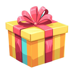 Obraz premium A colorful gift box with a big pink bow a delightful surprise
