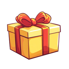 Obraz premium A delightful yellow gift box with a big red bow a perfect present