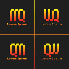 Letters MQ QM WQ QW Pixel Monogram Logo, suitable for any business with QM MQ QW WQ initials