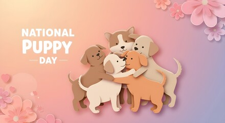 Naklejka premium Celebrating National Puppy Day with Love and Cuteness