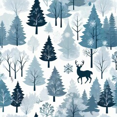 Winter Landscape Nature-Inspired Seamless Pattern