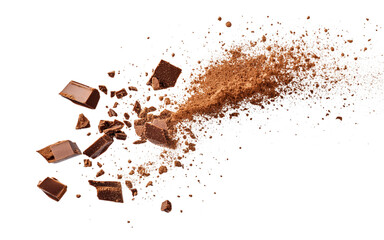 Fototapeta premium Flying pieces and powder of broken red brick