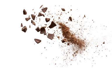 Flying pieces and powder of broken red brick