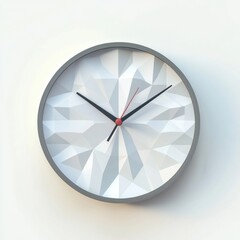 Modern minimalist wall clock with geometric design and sharp angles on a plain background showcasing elegance and simplicity in home decor