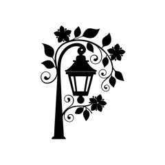 creative details Floral Street Lamp Icon vector Illustration