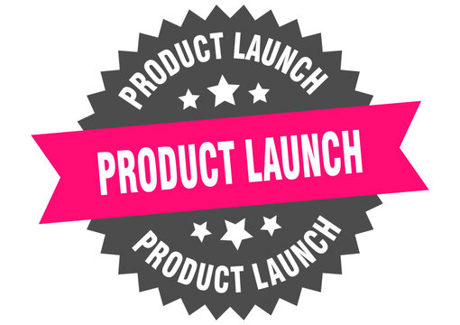 product launch. product launch round pink label isolated on transparent background