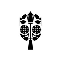 creative details Floral Street Lamp Icon vector Illustration