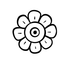 Hand drawn cute flower.Doodle flower vector.
