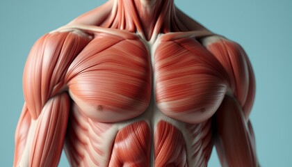 Detailed anatomical view of muscular human torso