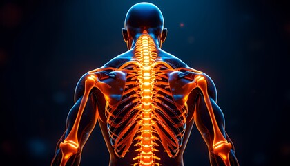 Illuminated skeletal structure from the back view