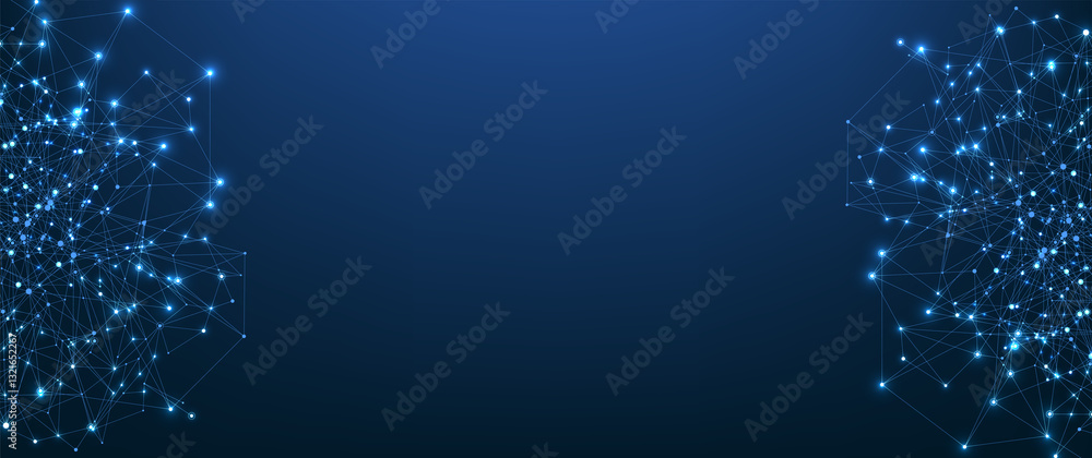 Aufkleber Global network connection concept. Big data visualization. Social network communication in the global computer networks. Internet technology. Business. Science, illustration