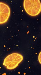 Fototapeta premium Glowing Citrus Slices: A Digital Food Art Feast
