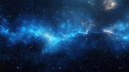 Fototapeta premium Vibrant Cosmic Scene Featuring Deep Blue Nebula with Distant Stars and a Vast Universe in the Background Under a Starry Sky