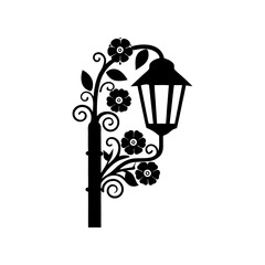 creative details Floral Street Lamp Icon vector Illustration