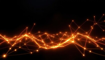 Dynamic Luminous Wireframe Pattern Pulsating in Darkness - Graphic Visualization Abstract Concept