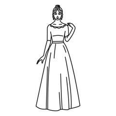 Fototapeta premium standing girl in long dress stroke.eps