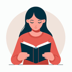 girl reading a book queitly