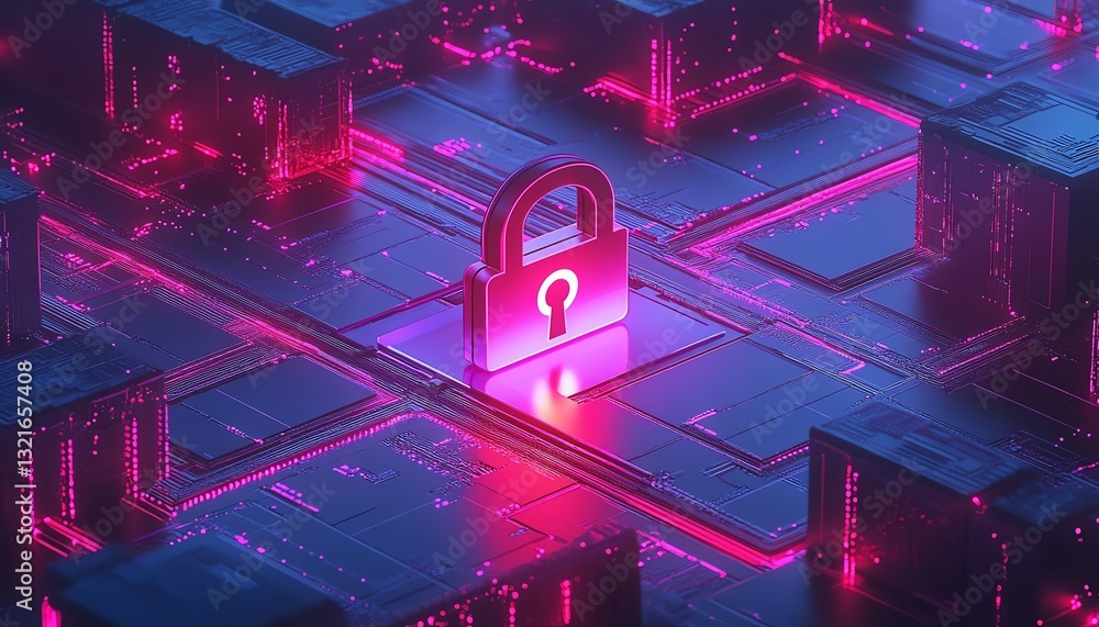 Poster futuristic endpoint detection and response edr concept with a sleek padlock symbol surrounded by sec