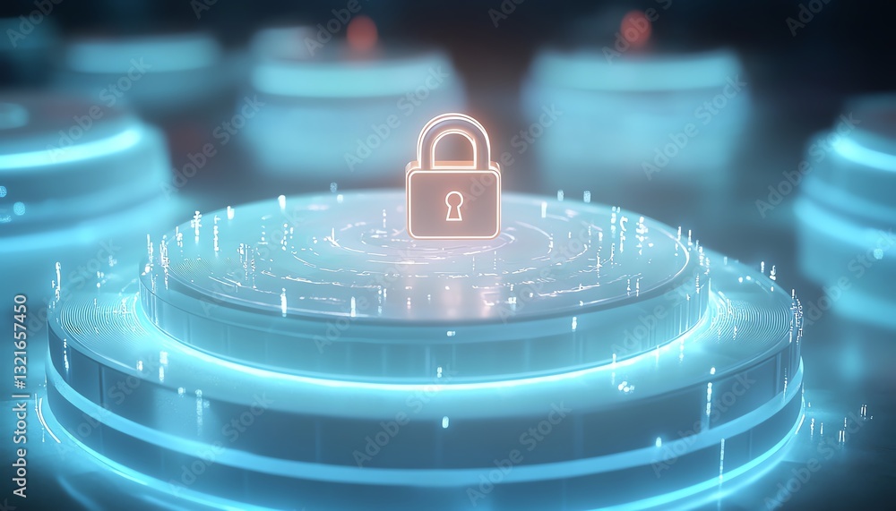 Poster futuristic endpoint detection and response edr concept with a sleek padlock symbol surrounded by sec