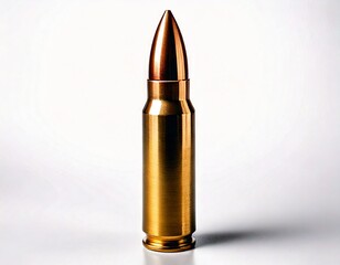 Single Ammunition on Pure White Background