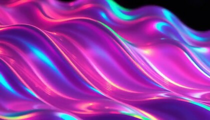 Obraz premium Dynamic Neon Holographic Wave Pattern, Smooth Undulations, Abstract Design, Digital Art, Surreal Depth