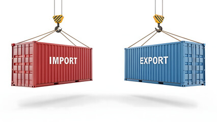 Import and export shipping containers on cranes
