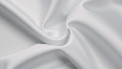 Fototapeta premium A white-silver fabric with a subtle natural blur pattern on a silk backdrop showcasing an elegant white-gray satin texture