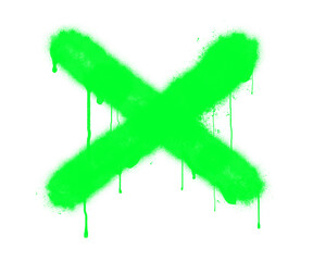 Spraypaint X, green running paint with grunge texture © Gary
