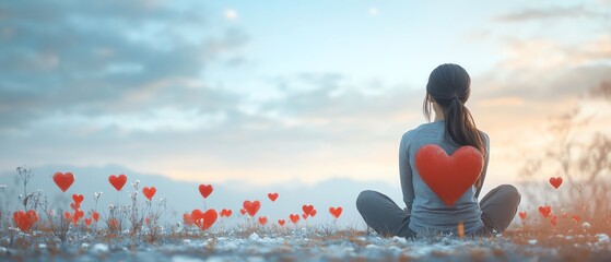 A visually powerful World Mental Health Day message with symbolic imagery of hearts, calm landscapes, and peaceful individuals, symbolizing psychological wellbeing