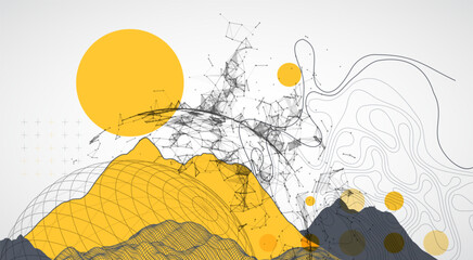 Abstract image of a wireframe sphere with a plexus effect. Science and technology creative theme. Vector.