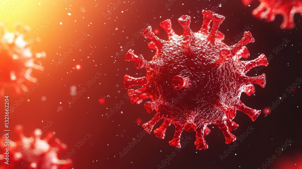 Poster abstract visualization of airborne virus particles in motion with colorful background effects