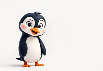 Fototapeta premium 3d Penguin personage isolated on the bright background copy space