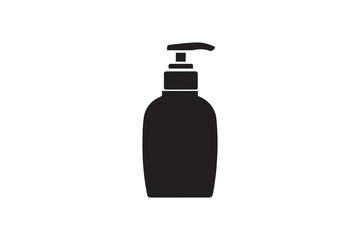 skin care lotion bottle silhouette vector illustration in black and white, set against a white background