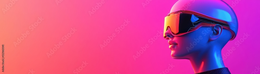 Poster futuristic concept of artificial intelligence and networking in a neon setting
