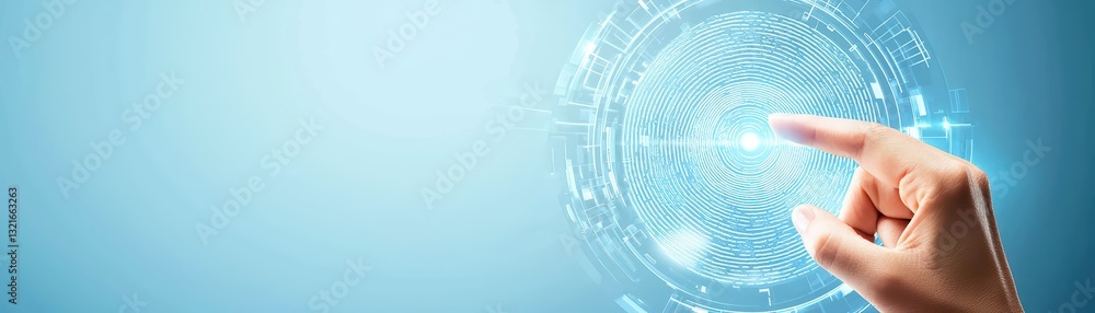 Poster biometric authentication concept with finger scanning for secure verification and access