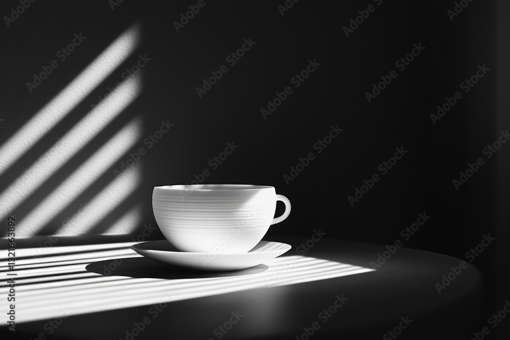 Poster A cup of coffee sits on a table in front of a window, inviting you to take a break and enjoy the view