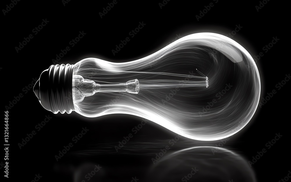 Poster glowing light bulb with lines flowing around it, symbolizing the power of ideas and global interconn