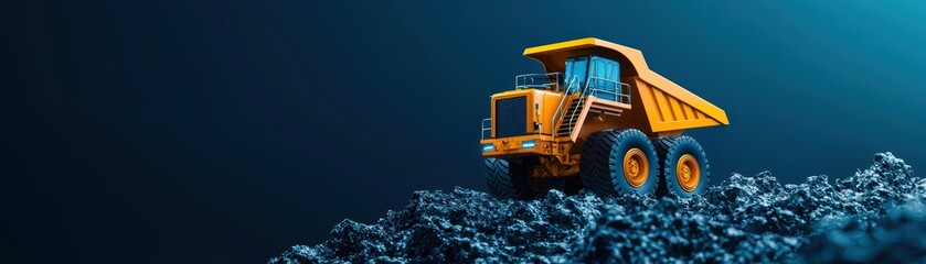 Obraz premium Gigantic Conceptual Mining Machine with Crystal Elements on a Dark Background
