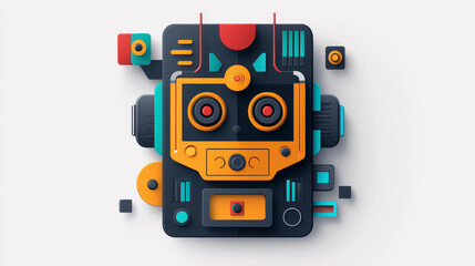 Cyberbullying online prevention. colorful abstract robot face with geometric shapes and vibrant colors