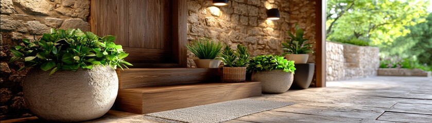 Elevate Your Home Entrance Find Inspiration and Style for Your Outdoor Dcor Featuring Planters A Digital entrepreneur taking part in a professional training webinar on front door aesthetics Learn