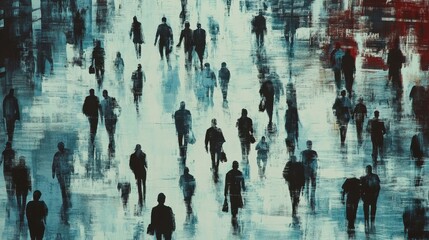 Urban Crowd Silhouette Scene