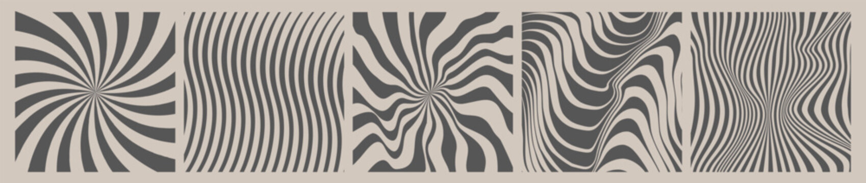 Abstract optical illusion linear background. Abstract background pattern with waves. Twisted and distorted vector groovy hippie background. Waves, swirl, twirl pattern