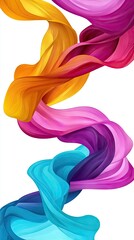 Fototapeta premium Colorful fabric swirls, abstract art, white background, design element