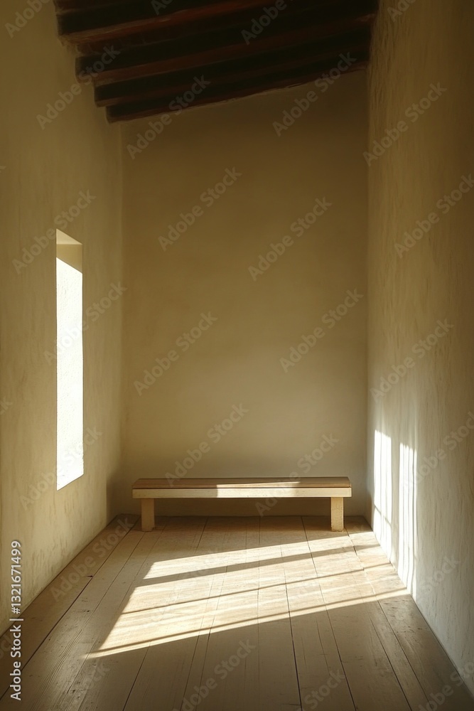 Aufkleber a comfortable study space with a bench and a window for natural light