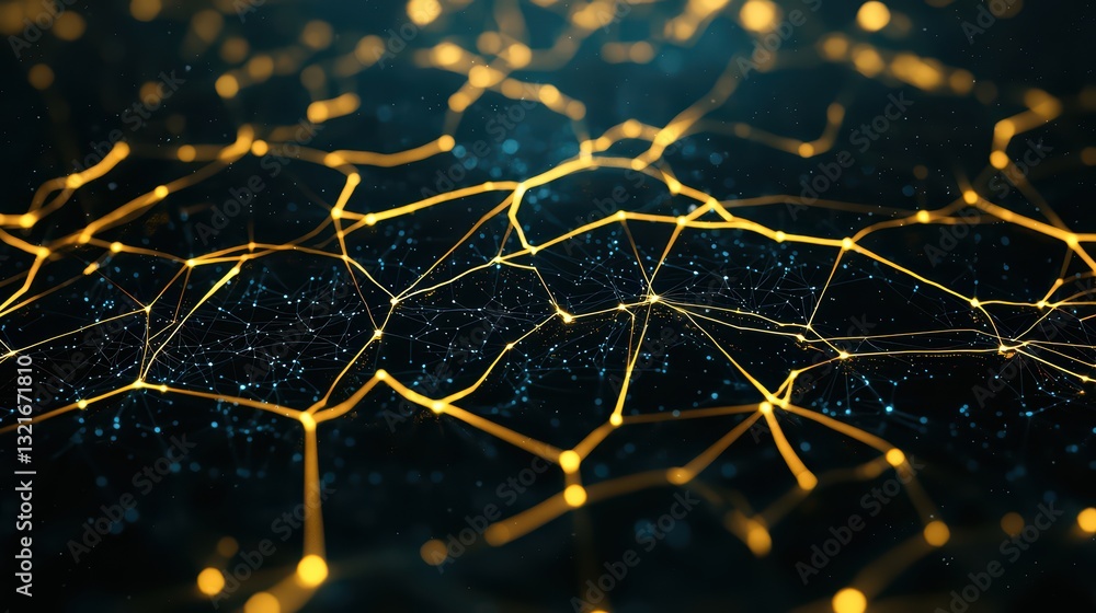 Poster global digital network concept showing interconnected nodes and web of connections