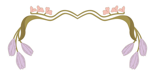 Art Nouveau floral border. Decorative element. Vector.