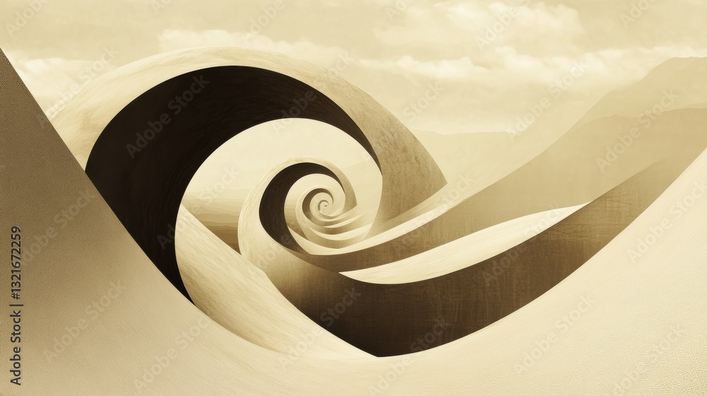 Aufkleber abstract sand dunes with dynamic curves and soft hues in a serene landscape presentation of nature's
