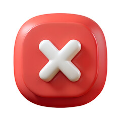 red cross error button 3 D illustration 