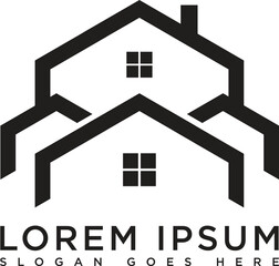 Minimalist black house logo with modern and simple design. Suitable for branding, property, architecture, and real estate purposes. Vector format with clean lines and professional look